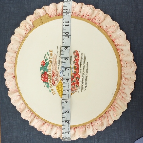 Vintage Ceramic Strawberry Cheesecake Recipe Decor for Kitchen Wall, White, Pink - Picture 4 of 4